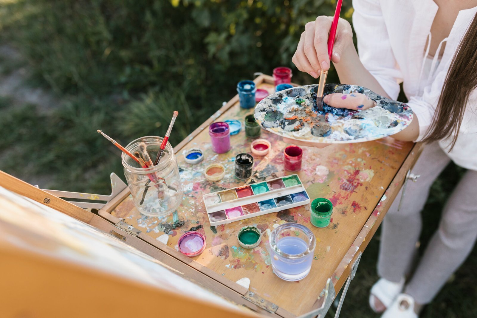 high angle painter with painting elements